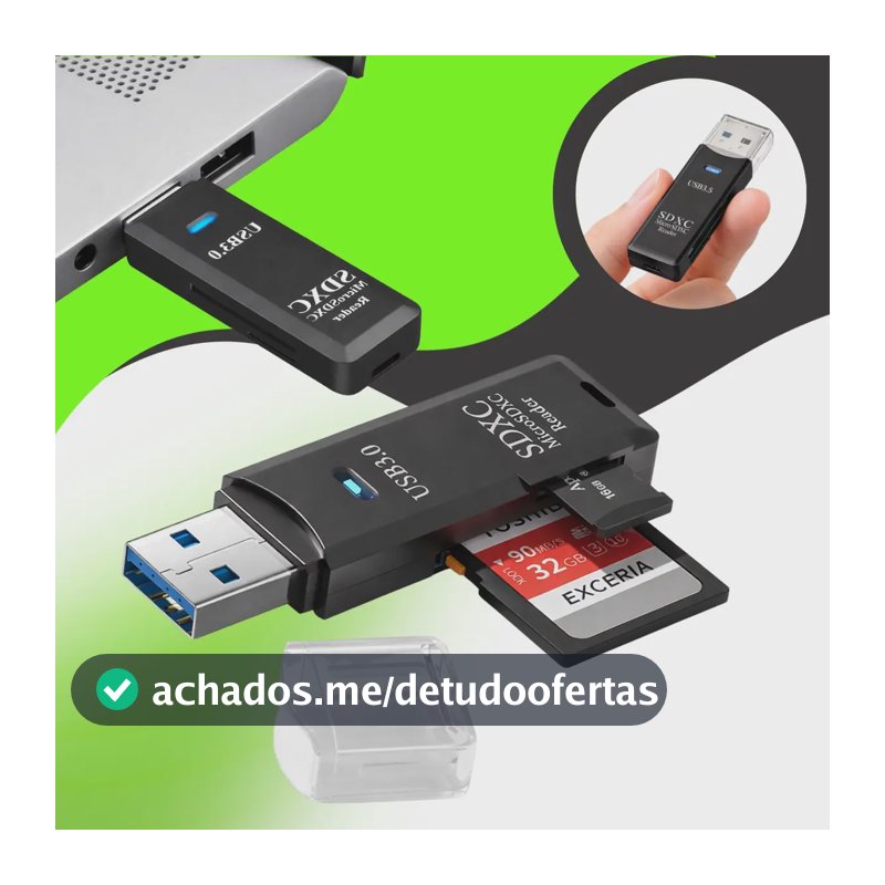 Leitor De Cartão Usb 3.0 Adaptador Micro Sd / Sdxc 5gbps