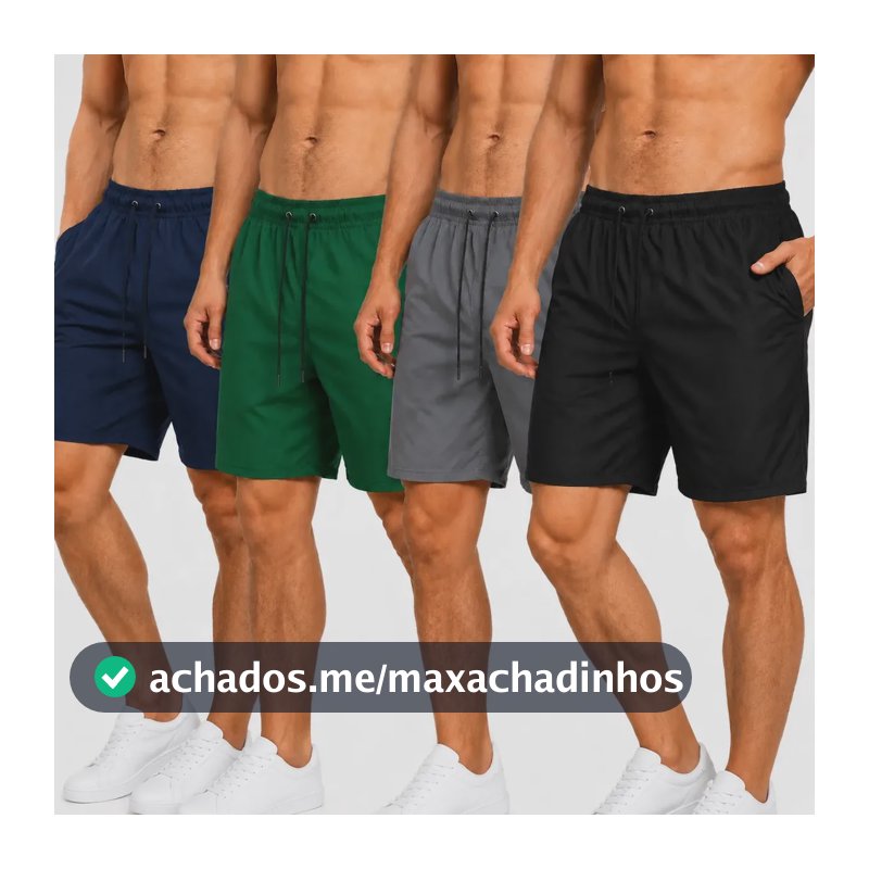 Kit 4 Bermudas Masculina Shorts Praia Tactel Academia Treino Preto/verde/cinza/azul-marinho Liso Gg