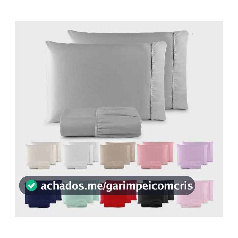 Jogo De Lençol Casal Padrão 3 Pçs 400 Fios C/ Elástico Hotel Cinza