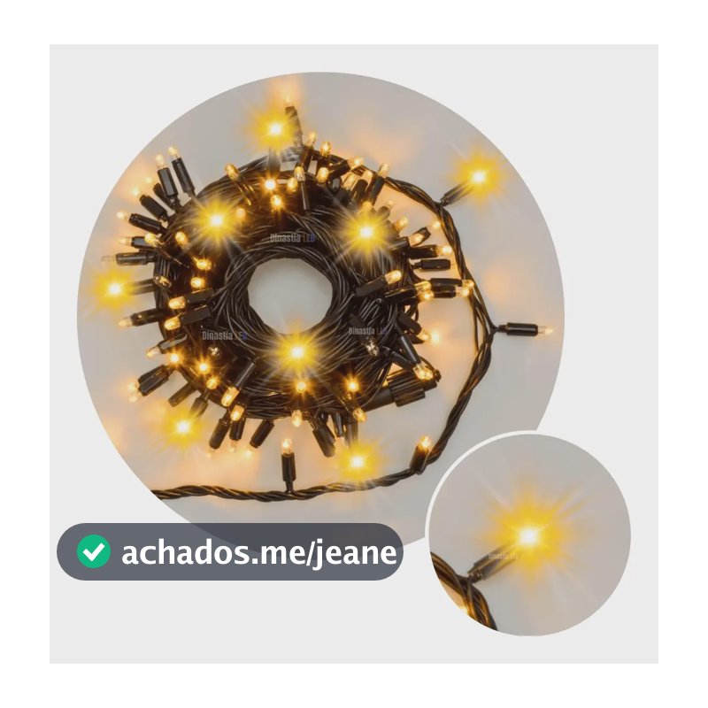 Cordão 100led Estrobo 4x1 Decoração Natalina 10m Fio Verde Led Quente | Strobo Quente 110v-fio Verde