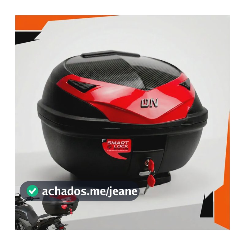 Baú Bauleto Bagageiro Stoned Para Moto 38 Litros Com Base Universal Traseira Material Premium Vermelho S Siqueira