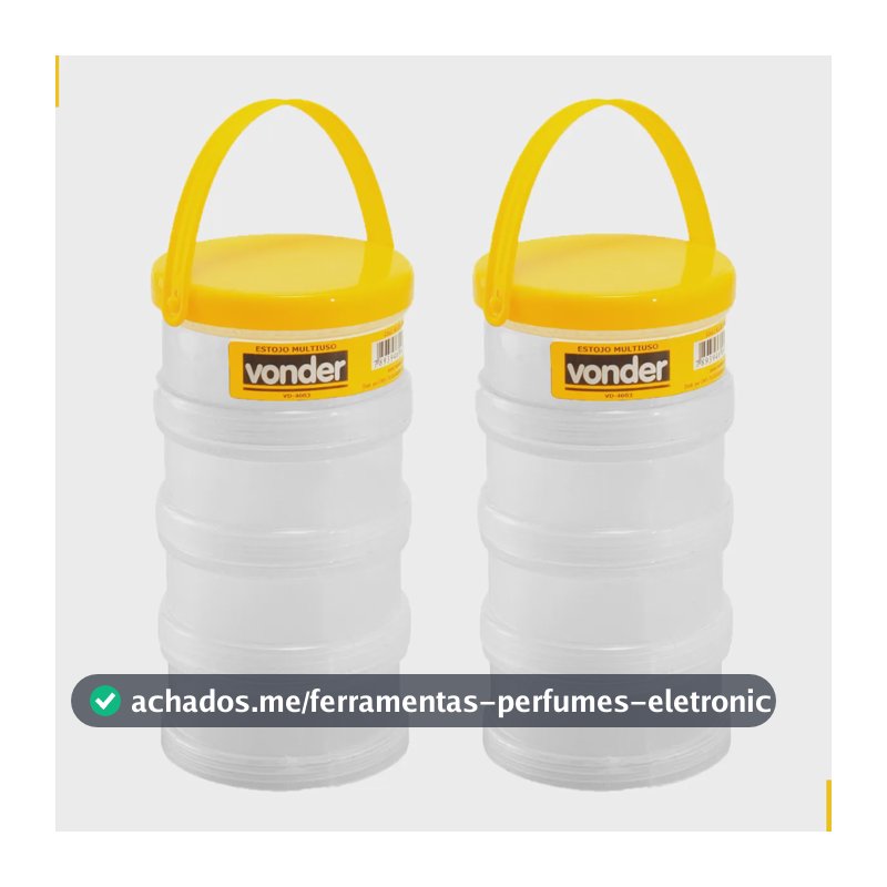 Kit 2 Pote Organizador Multiuso Vonder Estojo Parafuso Bucha Branco
