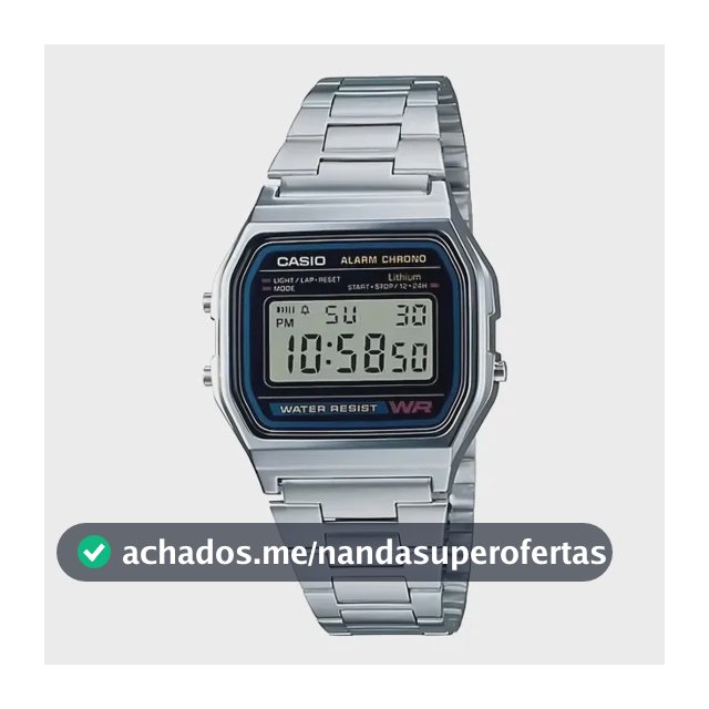 Relógio Unissex Casio Digital Esportivo A158wa-1df Prata Retrô Vintage Pulseira em Aço Inoxidável