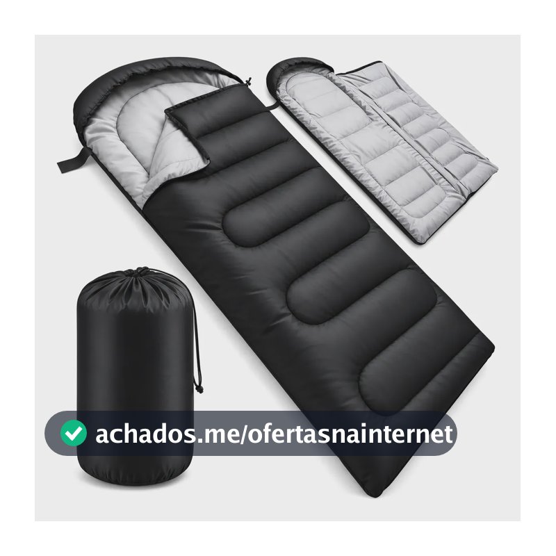 Saco De Dormir Termico Impermeavel Camping Bolsa Transporte Preto Direito