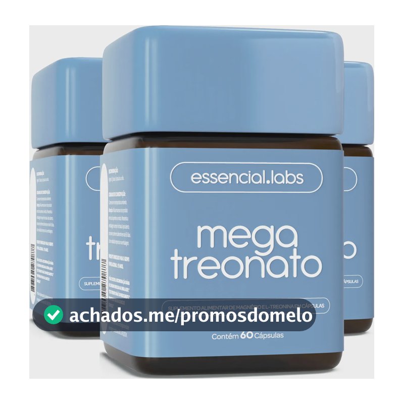 03 POTES do MEGA TREONATO - Magnésio com Fórmula Desenvolvida para a Memória e Cognição - 60 Cápsulas