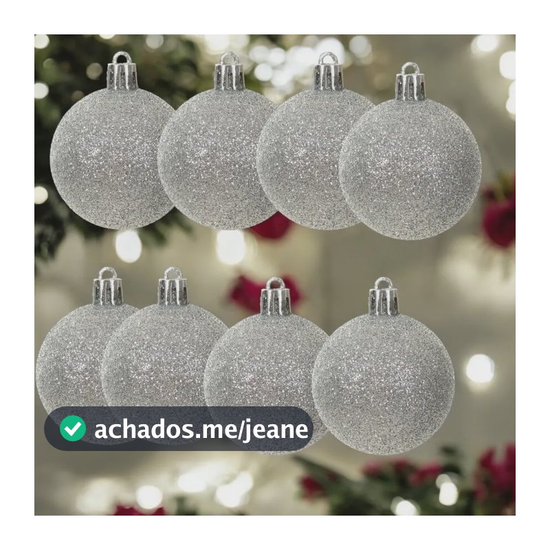 Kit Bolas De Natal Prata Com Glitter Luxo Florarte C/8un Prata Com Glitter Natal