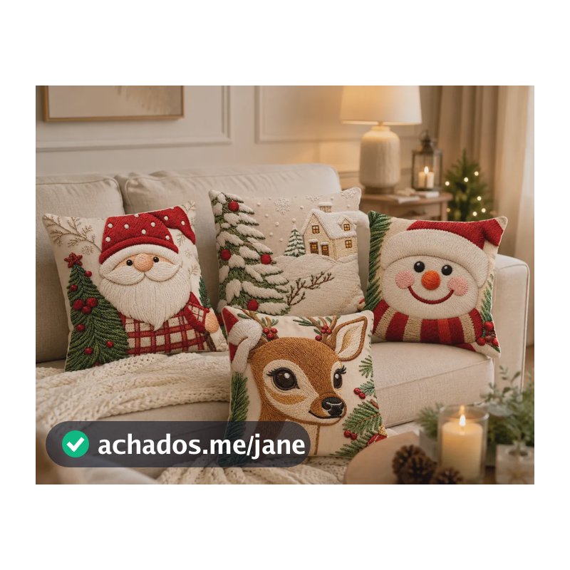 Kit 4 Capas De Almofadas Decorativas Natal Papai Noel M25 Magia 25