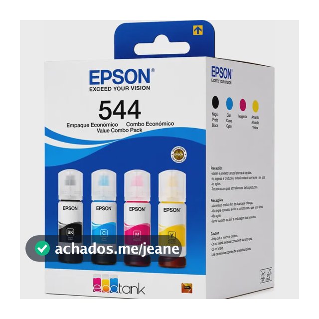 Tintas 544 Original 4 Cores L3250 L3150 L3110 Ecotank Preto