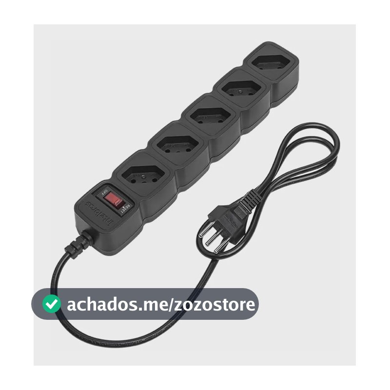 Protetor Eletrônico Com 5 Tomadas Pt Cor Preto