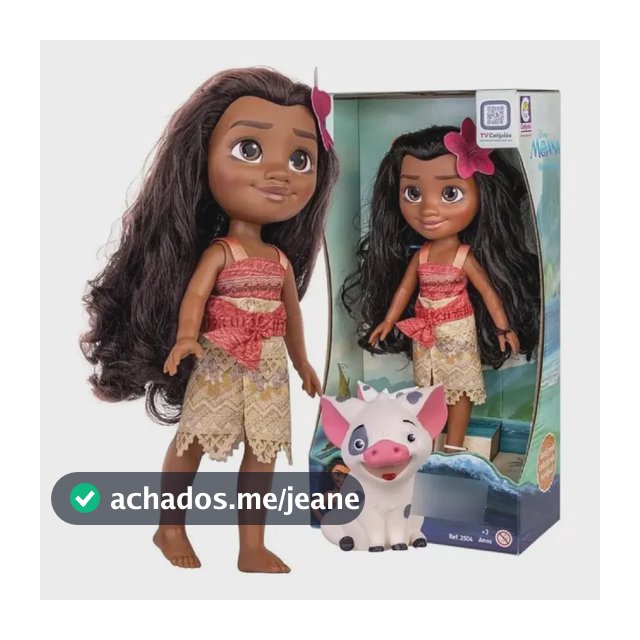 Boneca Moana Fashionista Disney Princes Articulada 36cm c/ Porquinho Pua