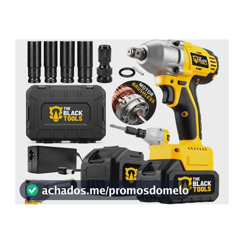 Chave De Impacto A Bateria 21V 1/2" Pol 2400 Rpm Bivolt Com Acessórios E Maleta The Black Tools