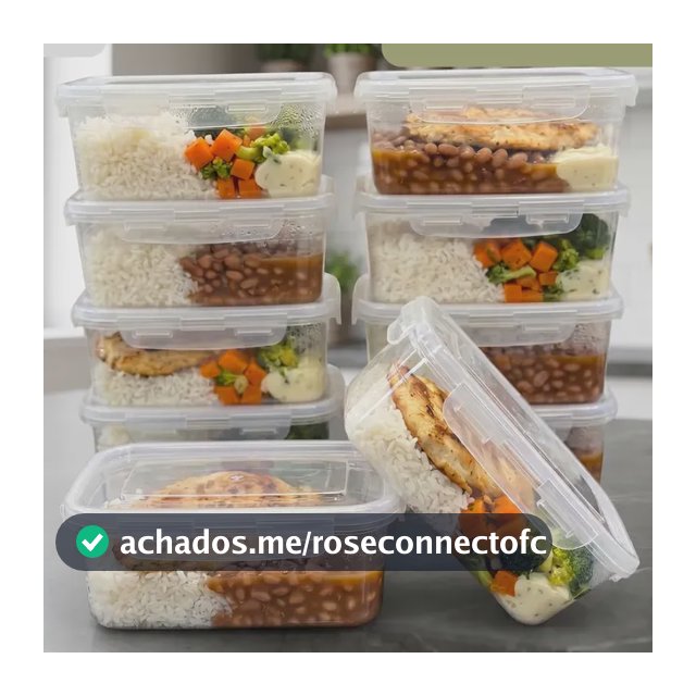 Jogo 10 Potes 800ml Marmitas Transparente 4 Travas Bpa Free