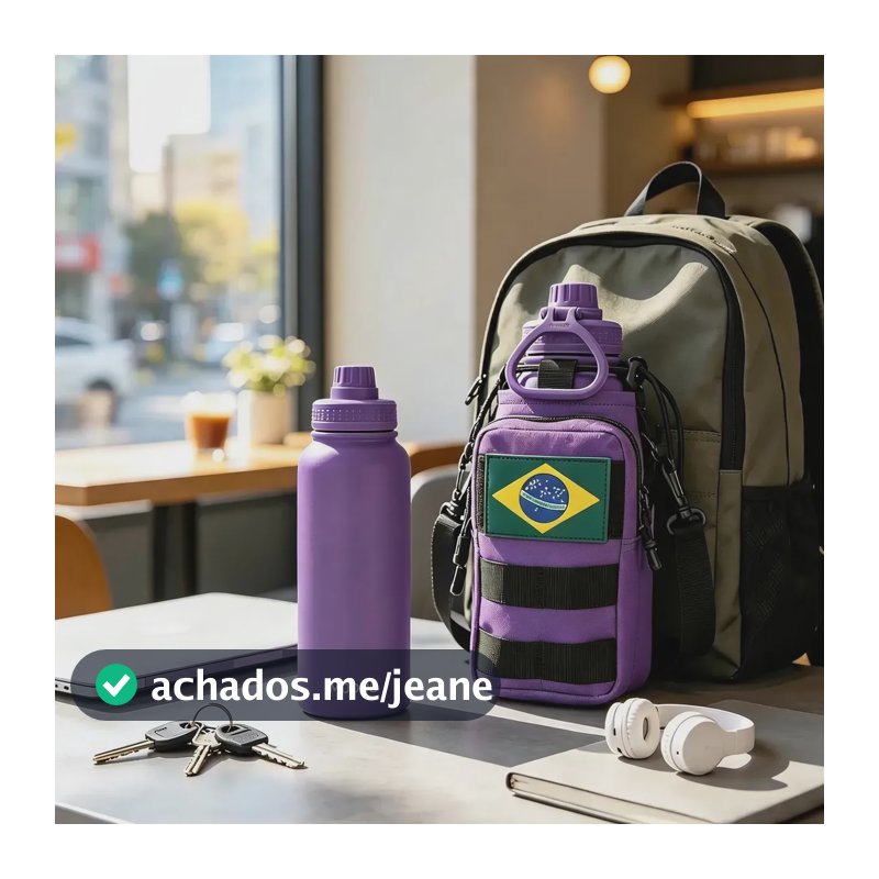 Garrafa Térmica Modus 950ml Aço Inox Tática Com Bolsa Molle Roxo