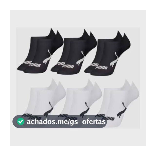 Kit 6 Pares Meia Sapatilha Puma Cano Baixo Original Algodão