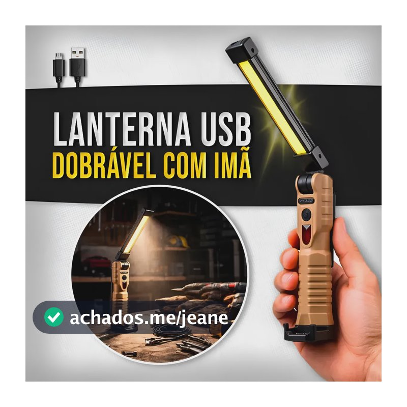 Lanterna Led Usb-c Dobrável Magnética Recarregável 7 Modos
