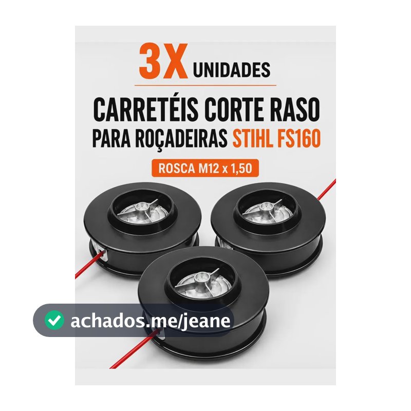 Kit 3x Carretel Corte Raso Roçadeira Nylon P Stihl Fs160 220 Preto