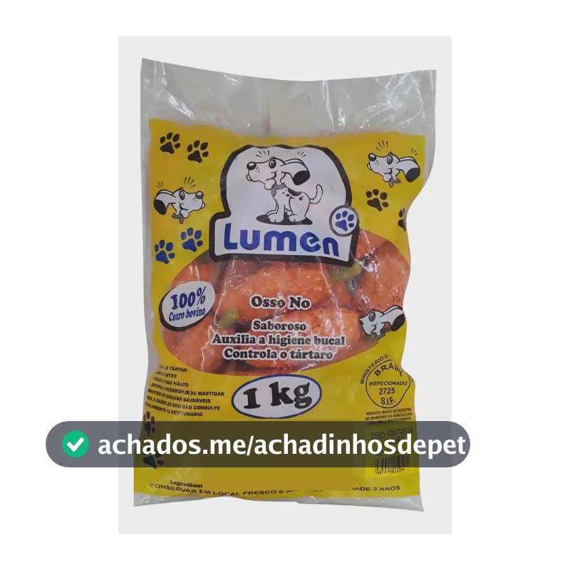 Osso Petisco Comestível P/cães Lumen - Cenoura 1 Kg