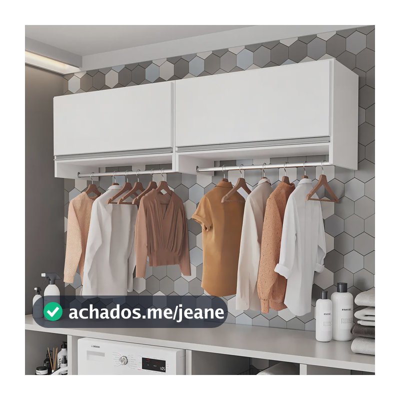 Armário Multiuso Aéreo Cabideiro Grécia Branco - Lyam Decor
