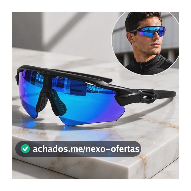Óculos Esportivo Unissex Bike Corrida Ciclismo Pedal Uv400 Azul Preto