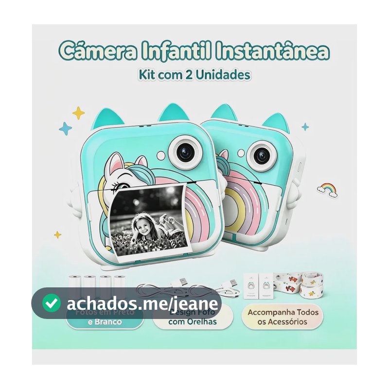 Câmera Infantil Instantâneal Digital Hd Divertida Jogos 2pcs