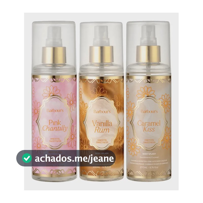 Kit Trio Body Splash Árabes Caramel Vanilla  Pink 200ml