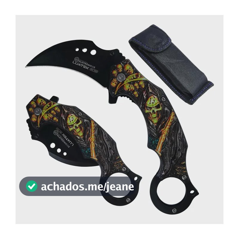 Canivete Karambit Colecionador Caveira Combate Afiado Defesa Cor Amarelo