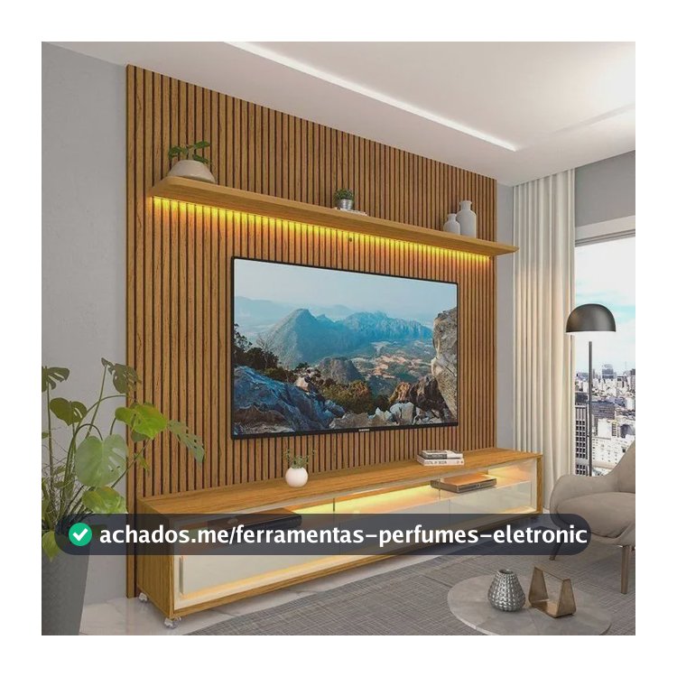 Rack Com Painel Para Tv Até 75 Polegadas Com Led Com Jh Naturale/off White