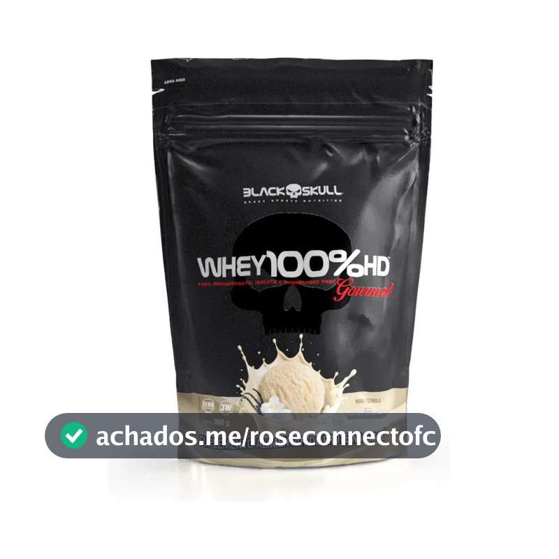 Whey 100% Hd 900g Refil Gourmet - Black Skull Sabor Baunilha