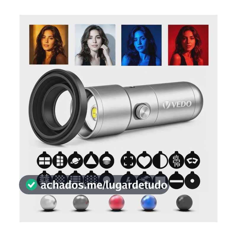 Luz Projetor Portátil Vedo 7500mah 20 Gobos Fotografia Vídeo 10w Prateado Rgb