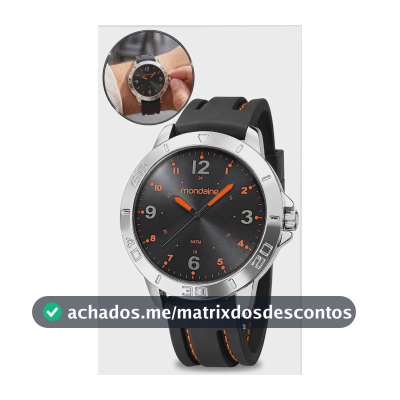 Relógio Mondaine Masculino Analógico A Prova D'água Original Preto Prateado
