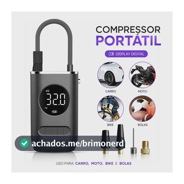 Calibrador De Ar Digital Para Pneu Portátil Compressor Usb