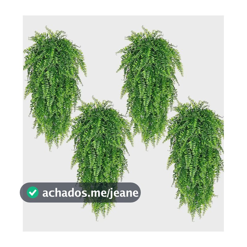 4 Pendentes De Samambaia Artificial Jardim Vertical Folhagem Verde