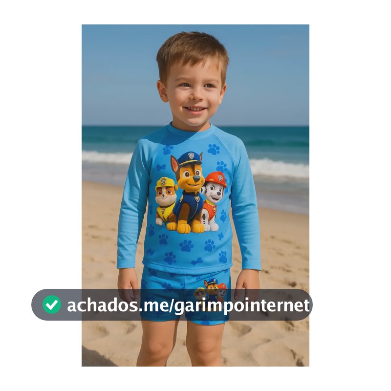 Blusa Proteção Solar Uv50 + Sunga Infantil Fpu50 Herois Cor Ciano Tamanho 12