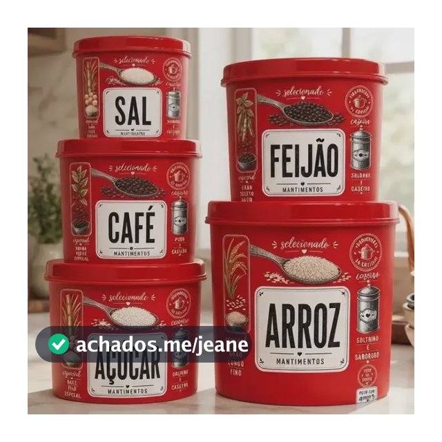 Jogo De Mantimento 5 Peças Potes Oficial-oliplast Vermelho