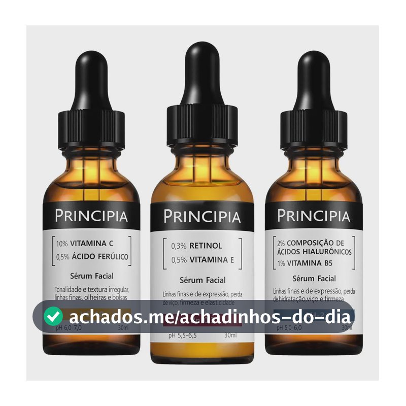 Principia Kit C/3 Séruns Vitamina C + Retinol + Hialurônicos