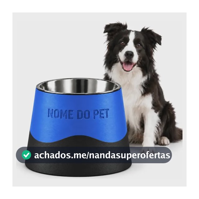 Comedouro Pet Elevado Inox Personalizado Design Exclusivo G 0v Preto E Azul