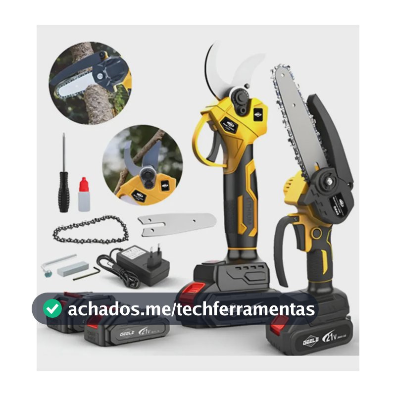 Kit Ferramenta Elétrica De Mão Tesoura Poda 21v 2 Baterias 127/220v