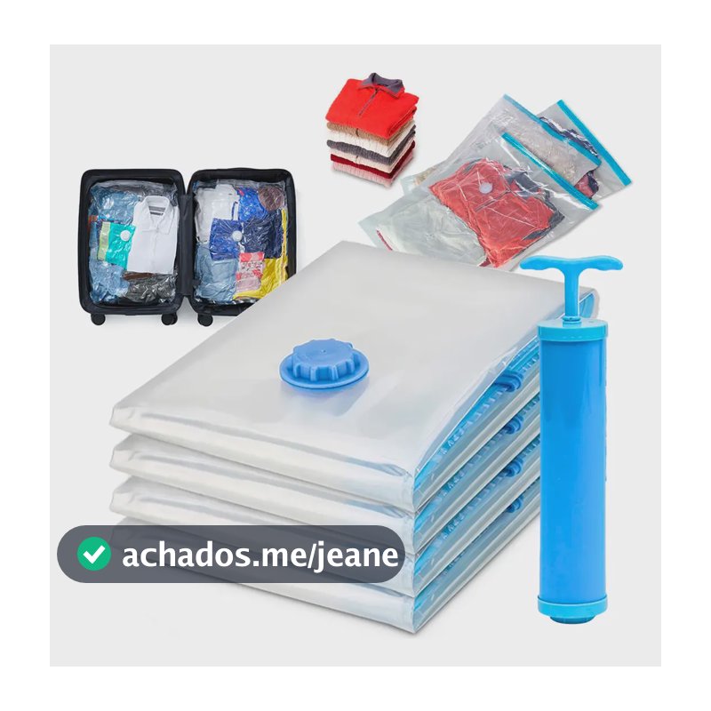 Kit 5 Saco À Vácuo 50x60cm Viagem Mala Organizador Edredom Com Bomba