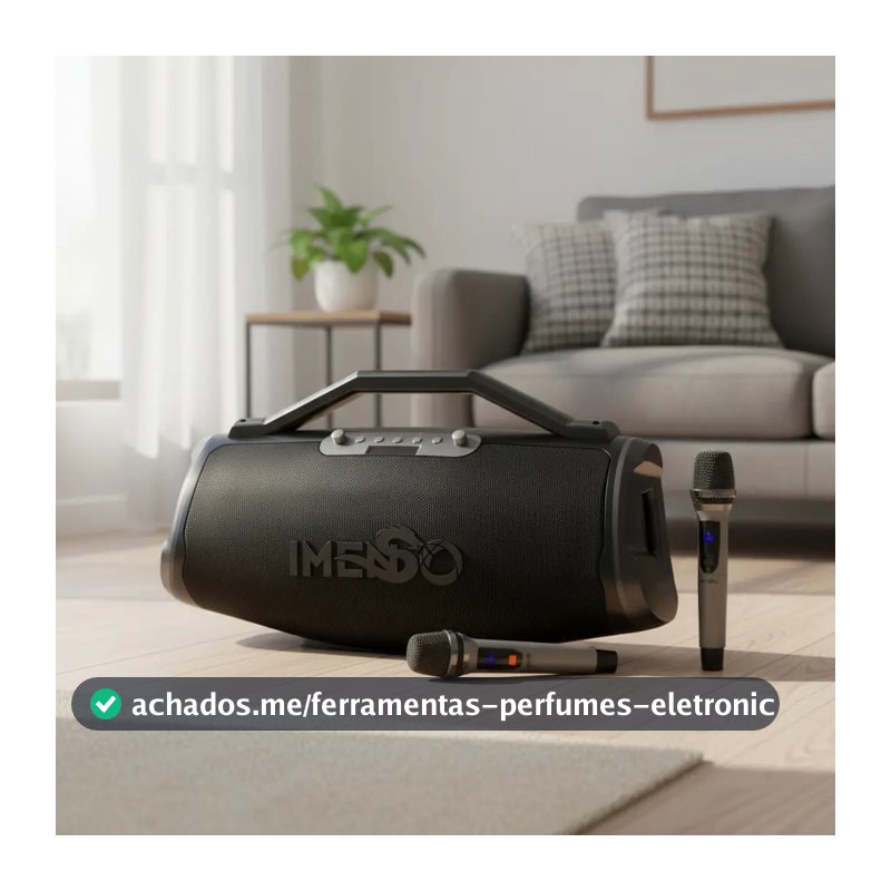 Caixa De Som Imenso X75 200w Rms 9000mah Ipx4 C/ 2 Microfone Preto