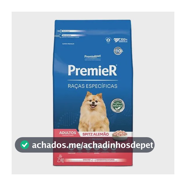 Ração Seca Cão Premier Spitz Alemão Adulto Frango 2.5kg