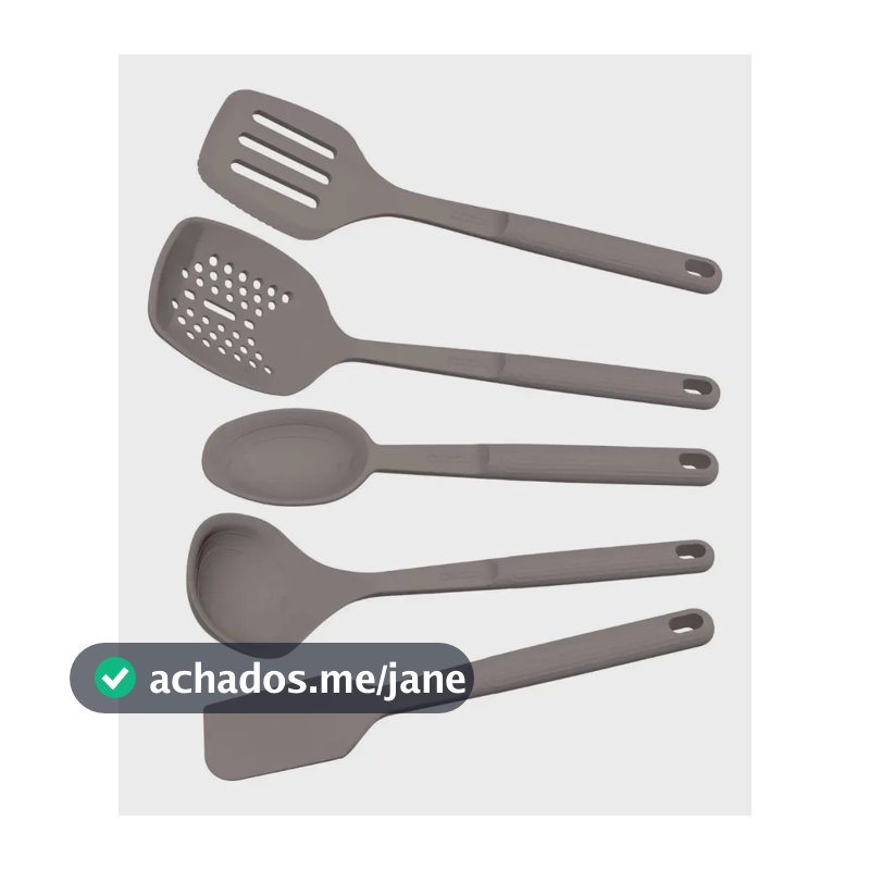Jogo De Utensílios Tramontina Softta Silicone Cinza 5 Peças Cinza