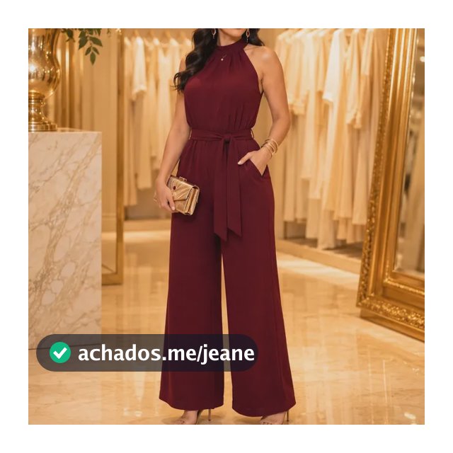 Macacão Feminino Longo Pantalona Duna Amarração Festa Luxo Marsala Gg (42-44)