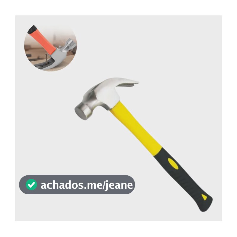 Martelo De Unha Cabeça 27mm Cabo De Fibra Emborrachado