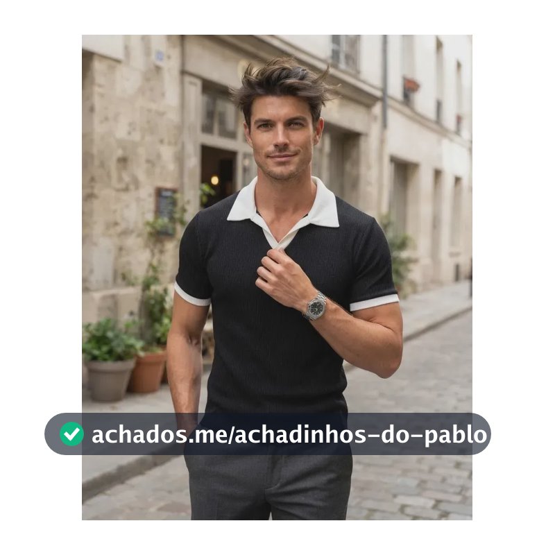 Camisa Polo Masculina Canelada Premium Slim Fit Old Money Preto Gg