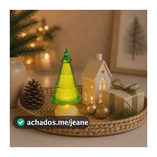 Mini Árvore De Natal Decorativa Mesa Com Led Luz Quente 11cm Verde