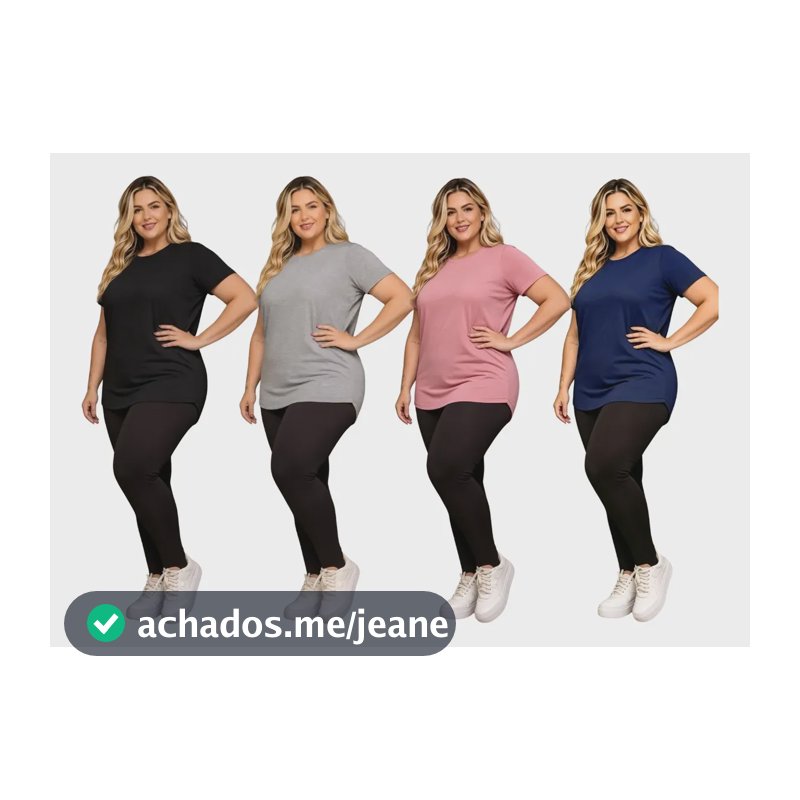 Kit 4 Bata Plus Size Compridas Fitness Long Line Academia Preto/cinza/rosê/azul Liso G2 - 54