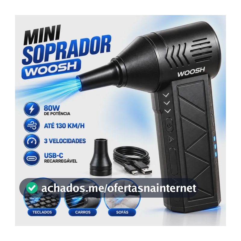 Soprador de Ar Portátil Woosh Recarregável, Para Limpeza e Acender Churrasqueira