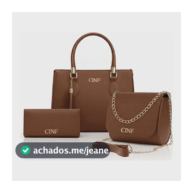 Kit Bolsas Feminina Transversal Média + Tira Colo + Carteira Cor Caramelo