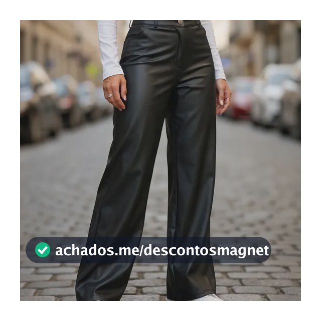 Calça Couro Feminina Wide Leg Cintura Alta Pantalona Premium
