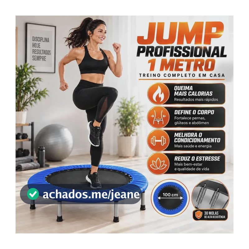 Jump Profissional 300kg 1m Cama Elástica Trampolim Academia Azul